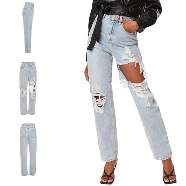 women's jeans women summer ripped jeans, adults solid color straight-leg trousers with pockets, Blue
women's jeans women summer ripped jeans, adults solid color straight-leg trousers with pockets, Blue