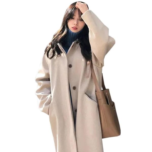 women's wool & blends women winter fashion woolen beige coats female stylish single breasetd thick outerwear 2021ladies pockes loose lo, Black
women's wool & blends women winter fashion woolen beige coats female stylish single breasetd thick outerwear 2021ladies pockes loose lo, Black