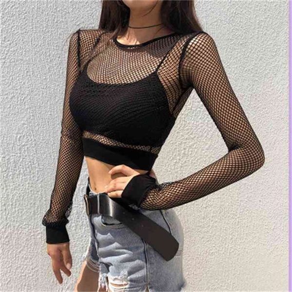 women t-shirt ladies sheer mesh fishnet long sleeve female hollow out stretch clubwear transparent 210522, White
women t-shirt ladies sheer mesh fishnet long sleeve female hollow out stretch clubwear transparent 210522, White