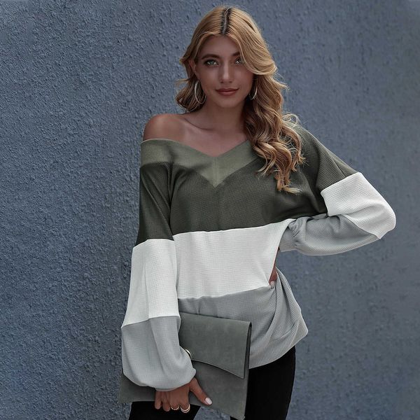 women spring pullovers shirt casual long sleeve v-neck 3 colors patchwork lantern shirts outwear clothing 210524, White
women spring pullovers shirt casual long sleeve v-neck 3 colors patchwork lantern shirts outwear clothing 210524, White