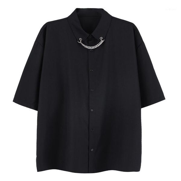 men's casual shirts techwear streetwear hip hop loose shirt solid color hanging chain oversize men summer harajuku short sleeve, White;black
men's casual shirts techwear streetwear hip hop loose shirt solid color hanging chain oversize men summer harajuku short sleeve, White;black