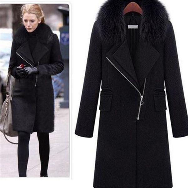 2021 autumn and winter new fox fur collar coat women's wear medium long slim thickened wool coat, Black
2021 autumn and winter new fox fur collar coat women's wear medium long slim thickened wool coat, Black
