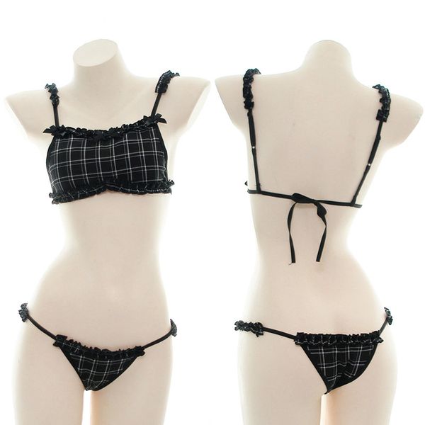 fun plaid bikini suit girl underwear lace tie private pajamas s0611, White;black
fun plaid bikini suit girl underwear lace tie private pajamas s0611, White;black