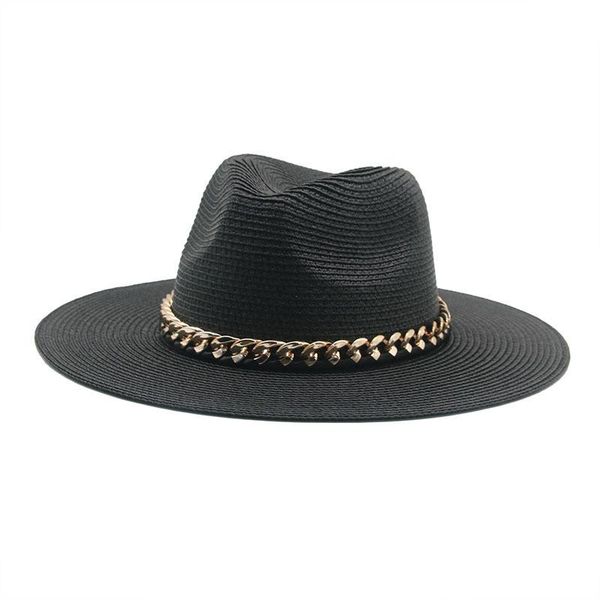 wide brim hats 2021 women khaki black men caps panama band belt chain straw outdoor summer sun beach gorras para mujer, Blue;gray
wide brim hats 2021 women khaki black men caps panama band belt chain straw outdoor summer sun beach gorras para mujer, Blue;gray