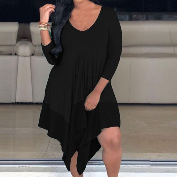 casual dresses summer loose dresss women solid color matching ruffled mesh o neck long sleeve dress midi party vestidos robe, Black;gray
casual dresses summer loose dresss women solid color matching ruffled mesh o neck long sleeve dress midi party vestidos robe, Black;gray