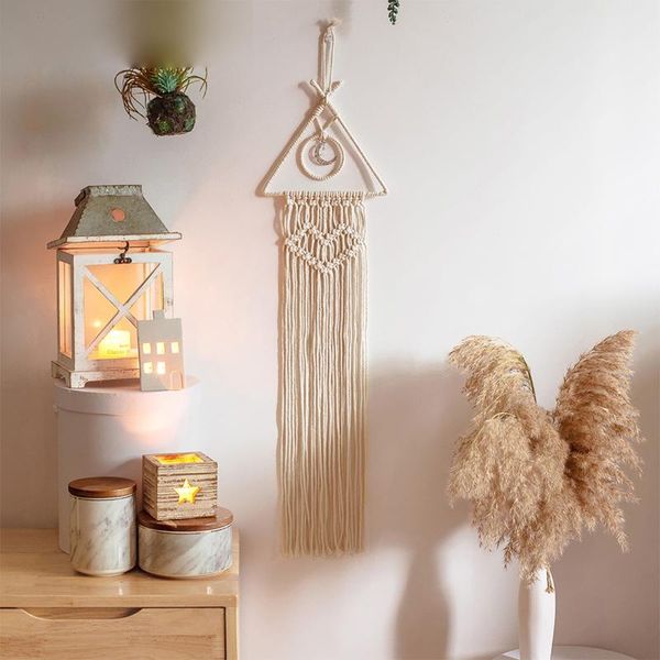 macrame woven wall hanging beautiful bohemian geometric art decor tapestry for home, apartment, dorm decorative objects & figurines
macrame woven wall hanging beautiful bohemian geometric art decor tapestry for home, apartment, dorm decorative objects & figurines