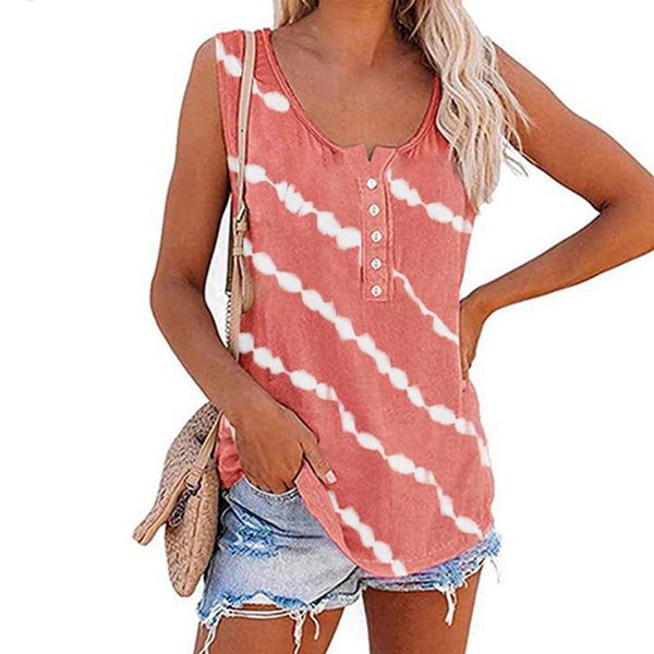 women's t-shirt women summer casual sleeveless round neck striped buttons womens clothing fashion beach ladies vest, White
women's t-shirt women summer casual sleeveless round neck striped buttons womens clothing fashion beach ladies vest, White