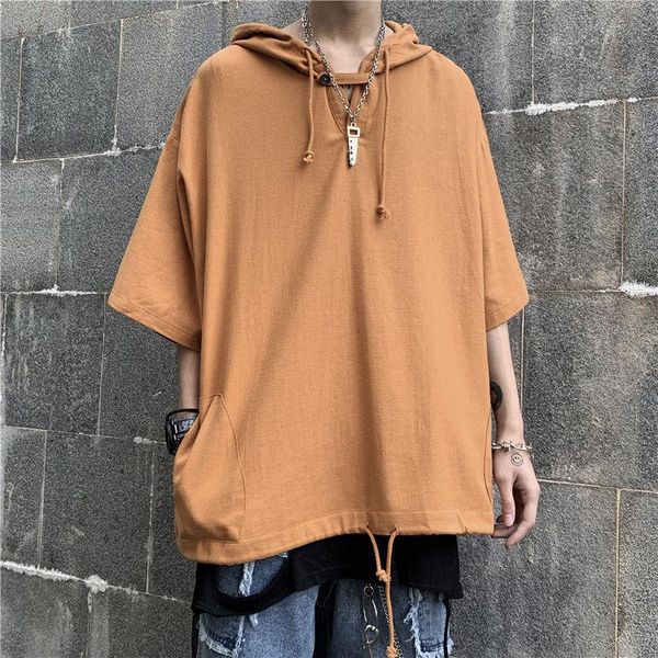 men's t-shirts summer hooded t shirt fashion solid color casual short-sleeved t-shirt men streetwear wild loose hip-hop tshirt mens, White;black
men's t-shirts summer hooded t shirt fashion solid color casual short-sleeved t-shirt men streetwear wild loose hip-hop tshirt mens, White;black