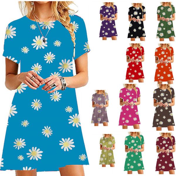 women's short skirt round neck women's printed wear short sleeve 12 color 6 size dress 2022 summer new, Black;gray
women's short skirt round neck women's printed wear short sleeve 12 color 6 size dress 2022 summer new, Black;gray