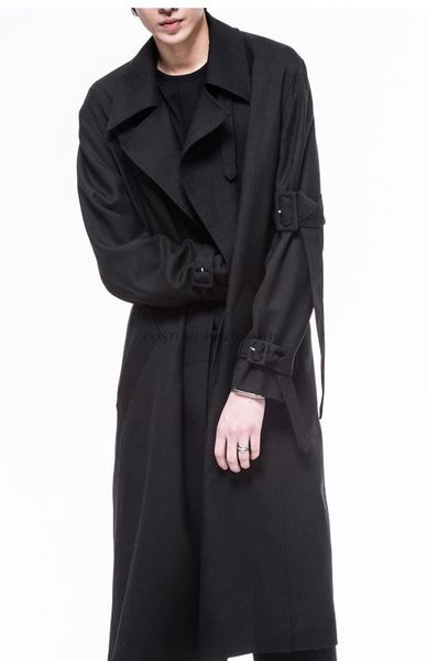 men's trench coats spring and autumn windbreaker loose deep black mid-length coat with big lapel ribbon youth fashion, Tan;black
men's trench coats spring and autumn windbreaker loose deep black mid-length coat with big lapel ribbon youth fashion, Tan;black