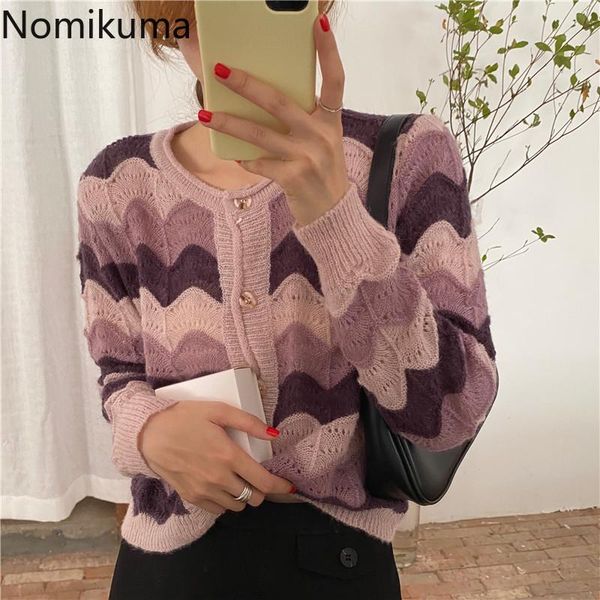 women's knits & tees nomikuma contrast color striped cardigan women o neck long sleeve single breasted vintage sweater korean style chi, White
women's knits & tees nomikuma contrast color striped cardigan women o neck long sleeve single breasted vintage sweater korean style chi, White