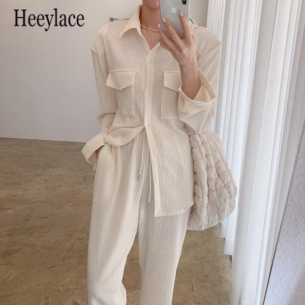 women's two piece pants women 2 sets spring long sleeve blouse high waist wide leg female trousers casual outfits, White
women's two piece pants women 2 sets spring long sleeve blouse high waist wide leg female trousers casual outfits, White