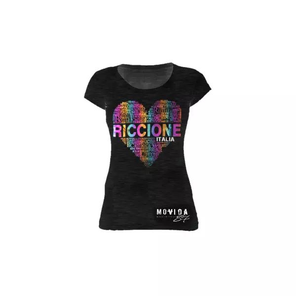 t-shirt lady nightlife 87 riccione heart, White;black