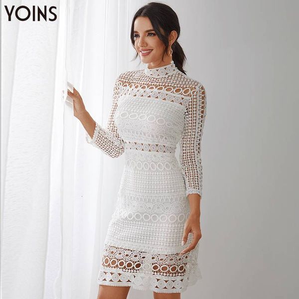 dresses yoins women hollow out dresses fashion see through white lace mini dress high collar 3/4 sleeves back zipper vestidos, Black;gray
dresses yoins women hollow out dresses fashion see through white lace mini dress high collar 3/4 sleeves back zipper vestidos, Black;gray