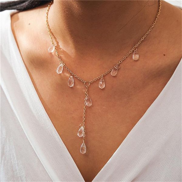 luxurious water drop crystal stone pendant necklace for women gold long chain choker party wedding jewelry gift necklaces, Silver
luxurious water drop crystal stone pendant necklace for women gold long chain choker party wedding jewelry gift necklaces, Silver