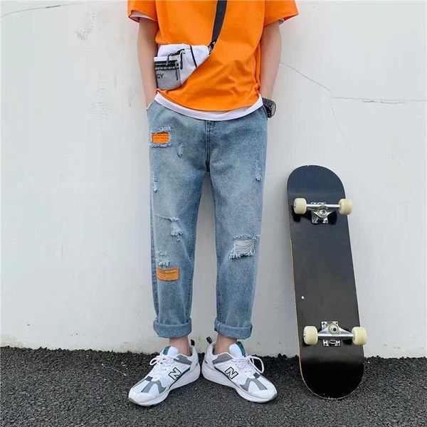 2021 new baggy men's broken hole cargo jeans fashion kpop clothes harlan jeans streetwear harajuku pants joggers jeans s-3xl x0621, Blue
2021 new baggy men's broken hole cargo jeans fashion kpop clothes harlan jeans streetwear harajuku pants joggers jeans s-3xl x0621, Blue