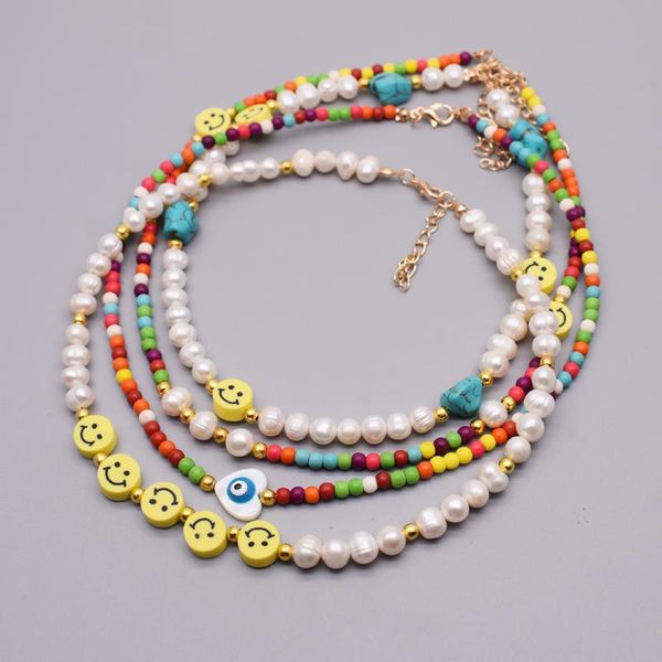 chokers bohemian freshwater pearl necklace choker smile beads jewelry for women sweet girls heart shape chain, Golden;silver
chokers bohemian freshwater pearl necklace choker smile beads jewelry for women sweet girls heart shape chain, Golden;silver