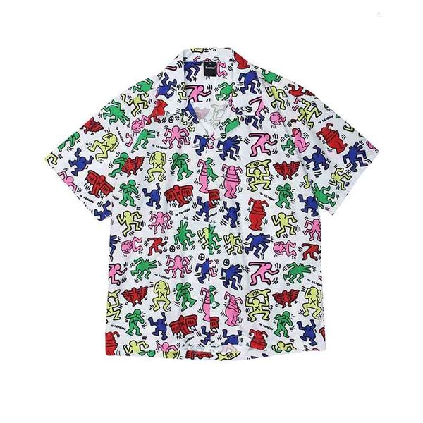 men's casual shirts high street graffiti oversize short sleeve summer men and women lapel hawaiian shirt loose hip hop ko6e, White;black
men's casual shirts high street graffiti oversize short sleeve summer men and women lapel hawaiian shirt loose hip hop ko6e, White;black