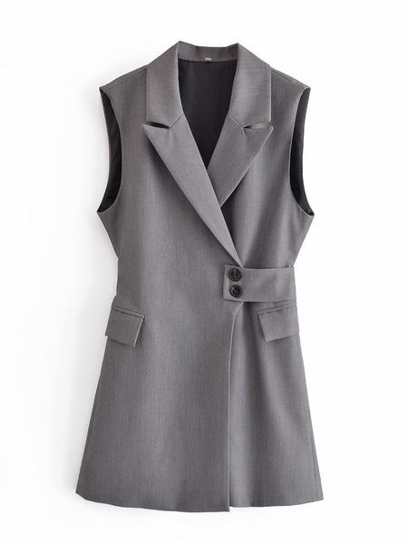 women's vests gray blazer casual women vest waistcoat long suit female jacket coat black pockets office lady, Black;white
women's vests gray blazer casual women vest waistcoat long suit female jacket coat black pockets office lady, Black;white