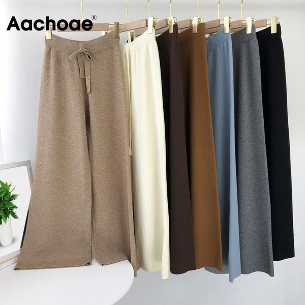 aachoae lady solid knit pants casual joggers loose wide leg long length pants female drawstring home wear trousers pantalon 210319, Black;white
aachoae lady solid knit pants casual joggers loose wide leg long length pants female drawstring home wear trousers pantalon 210319, Black;white