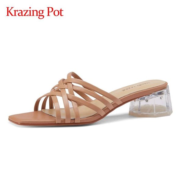 krazing pot summer genuine leather strange style simple daily wear high fashion young lady slipper mules shoes women l07 slippers, Black
krazing pot summer genuine leather strange style simple daily wear high fashion young lady slipper mules shoes women l07 slippers, Black
