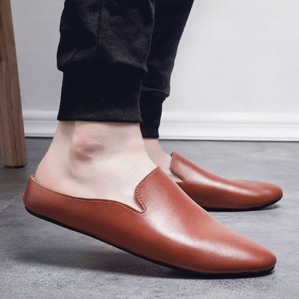 half shoes men fashion leather 2022 new trending brand outdoor men leather slipper designer italian mens casual shoes, Black
half shoes men fashion leather 2022 new trending brand outdoor men leather slipper designer italian mens casual shoes, Black