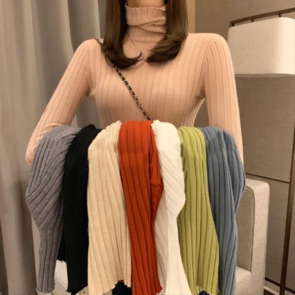turtleneck women pullover soft sweaters slim elastic autumn knitted jumper fashion long sleeve korean ladies top, White;black
turtleneck women pullover soft sweaters slim elastic autumn knitted jumper fashion long sleeve korean ladies top, White;black