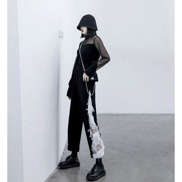 women's pants & capris harajuku black mesh stitching summer thin korean straight high waist slim wide leg casual trousers vw6c, Black;white
women's pants & capris harajuku black mesh stitching summer thin korean straight high waist slim wide leg casual trousers vw6c, Black;white