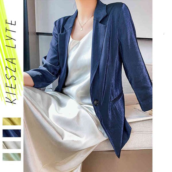 women's leisure comfortable satin acetate jacket thin bright blazers lady clothes summer, White;black
women's leisure comfortable satin acetate jacket thin bright blazers lady clothes summer, White;black