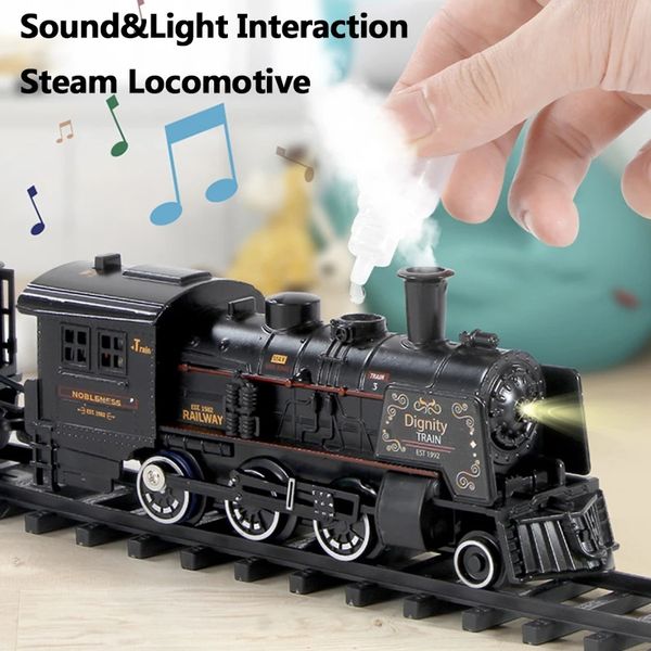 high simulation smoking steam spray alloy steam train with sound light driving big trailway diy assembly building block railway
high simulation smoking steam spray alloy steam train with sound light driving big trailway diy assembly building block railway