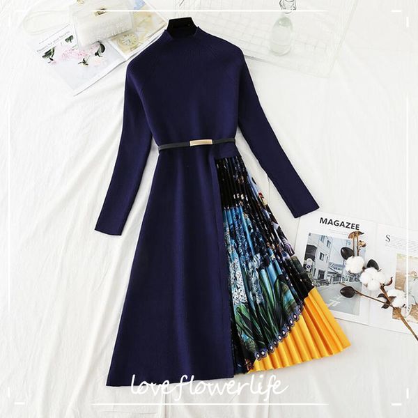 high collar knit patchwork sweater dress women autumn winter vintage a-line knitted dress elegant sashes party dresses 210521, Black;gray
high collar knit patchwork sweater dress women autumn winter vintage a-line knitted dress elegant sashes party dresses 210521, Black;gray