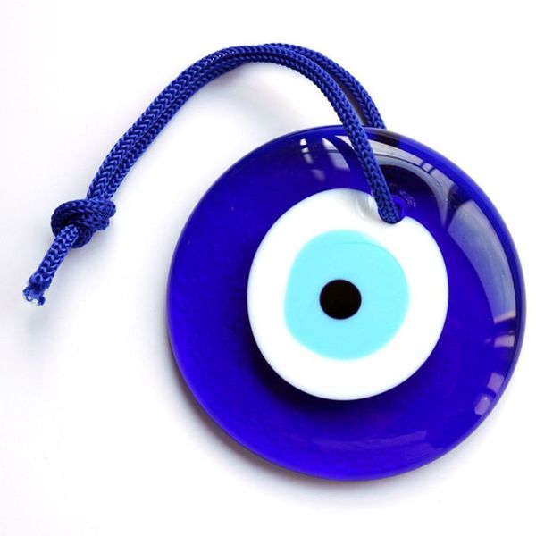 4" large round blue eye mystic devil protect lucky turkish charm pendant, Bronze;silver