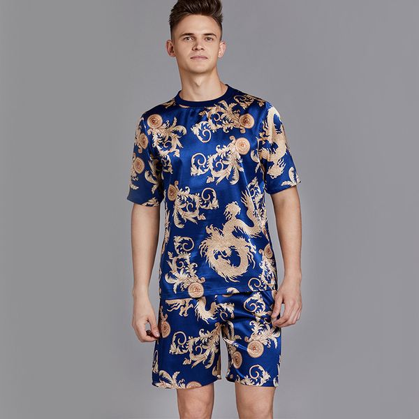 men's sleepwear new pajamas 2 pieces short-sleeved thin silk round neck home clothing summer printed loose nightwear suit 0fwr, Black;brown
men's sleepwear new pajamas 2 pieces short-sleeved thin silk round neck home clothing summer printed loose nightwear suit 0fwr, Black;brown