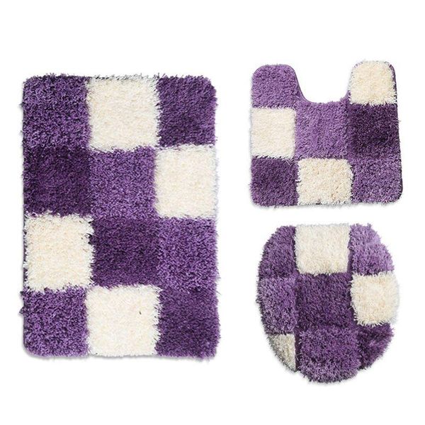 bath mats 29ea 3 piece european geometric plaid bathroom rug set flocking water absorbent mat non-slip u shaped contour carpet toilet 
bath mats 29ea 3 piece european geometric plaid bathroom rug set flocking water absorbent mat non-slip u shaped contour carpet toilet
