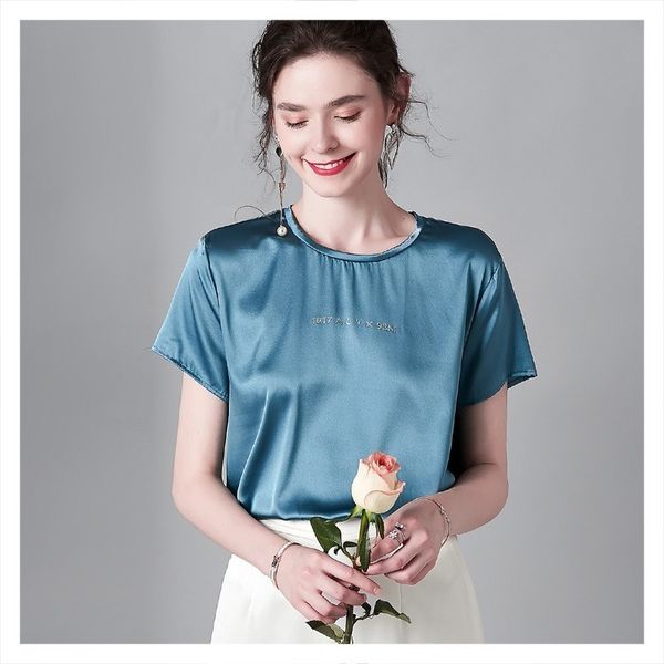 t shirts round neck short sleeve real spandex silk satin women's letter all-match simple t-shirt 2021 fashion style, White
t shirts round neck short sleeve real spandex silk satin women's letter all-match simple t-shirt 2021 fashion style, White