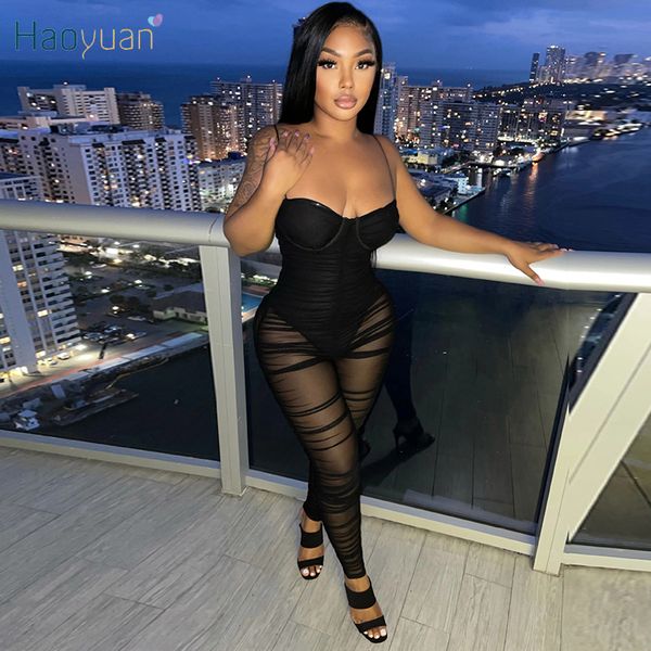 haoyuan black mesh sheer bodycon jumpsuit women 2021 summer clothes spaghetti strap rompers one piece night club outfits, Black;white
haoyuan black mesh sheer bodycon jumpsuit women 2021 summer clothes spaghetti strap rompers one piece night club outfits, Black;white