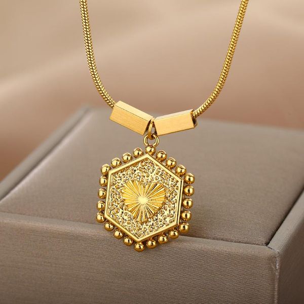 chains aesthetic flower heart pendant necklaces for women gold stainless steel hexagon geometry beads necklace elegant birthday jewelry, Silver
chains aesthetic flower heart pendant necklaces for women gold stainless steel hexagon geometry beads necklace elegant birthday jewelry, Silver
