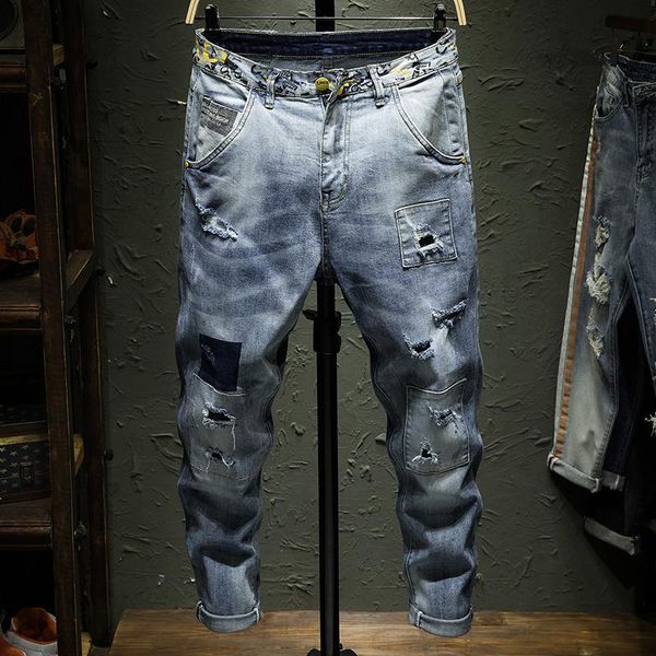 stretch denim skinny jeans men streetwear destroyed ripped homme hip hop broken patch hole pencil biker pants men's, Blue
stretch denim skinny jeans men streetwear destroyed ripped homme hip hop broken patch hole pencil biker pants men's, Blue