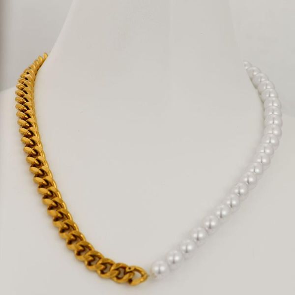 chains cuba pearl necklace for women kpop hip punk choker stainless steel jewelry, Silver
chains cuba pearl necklace for women kpop hip punk choker stainless steel jewelry, Silver