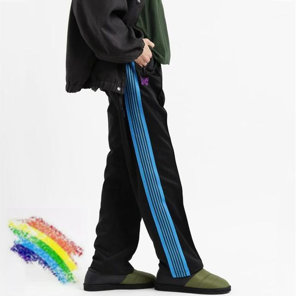 men's pants men women needles purple butterfly embroidery awge high street quality trousers, Black
men's pants men women needles purple butterfly embroidery awge high street quality trousers, Black