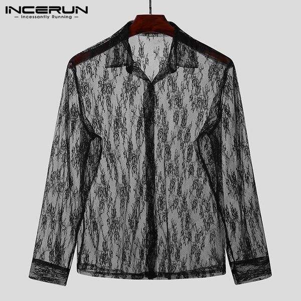 men mesh shirts long sleeve lapel neck camisa 2021 fashion tansparent printed chemise incerun man party button blusas s-5xl men's casua, White;black
men mesh shirts long sleeve lapel neck camisa 2021 fashion tansparent printed chemise incerun man party button blusas s-5xl men's casua, White;black