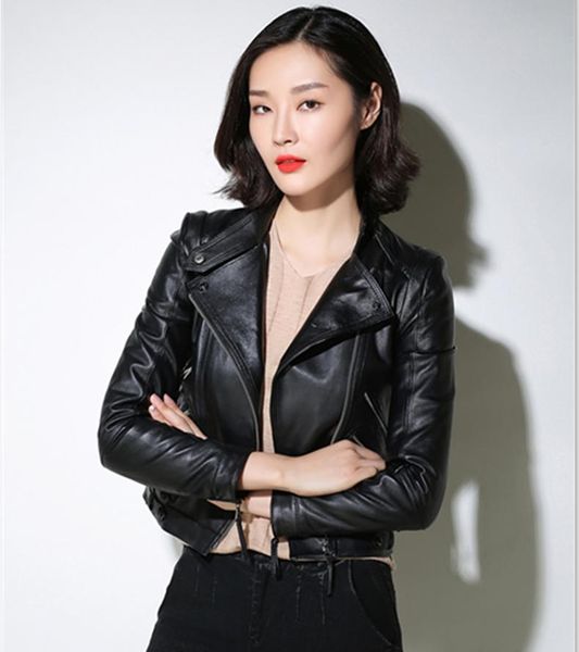 women's leather & faux genuine jacket women street motorcycle female jackets autumn 2021 clothing sheepskin coat chaqueta mujer zjt222, Black
women's leather & faux genuine jacket women street motorcycle female jackets autumn 2021 clothing sheepskin coat chaqueta mujer zjt222, Black