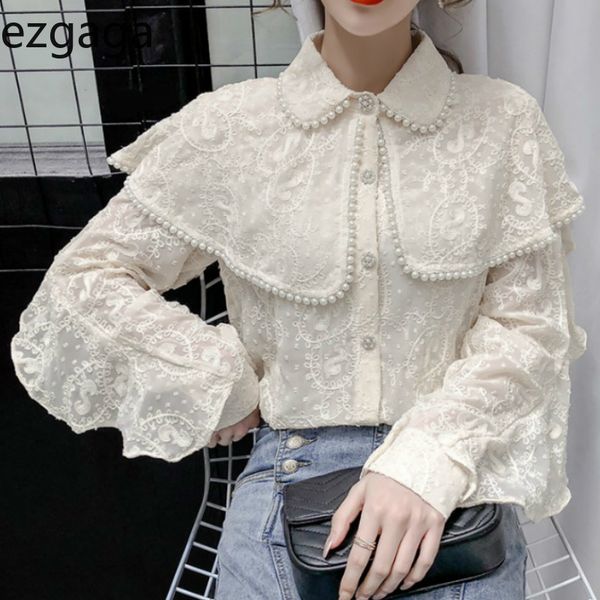 ezgaga french style elegant lace women shirts loose turn-down collar bead embroidery vintage female white shirts fashion 210430
ezgaga french style elegant lace women shirts loose turn-down collar bead embroidery vintage female white shirts fashion 210430