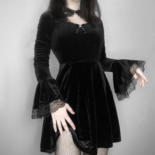 casual dresses vintage velvet skull pendant dress mall gothic high waist flared sleeve lace mini ladies club party, Black;gray
casual dresses vintage velvet skull pendant dress mall gothic high waist flared sleeve lace mini ladies club party, Black;gray
