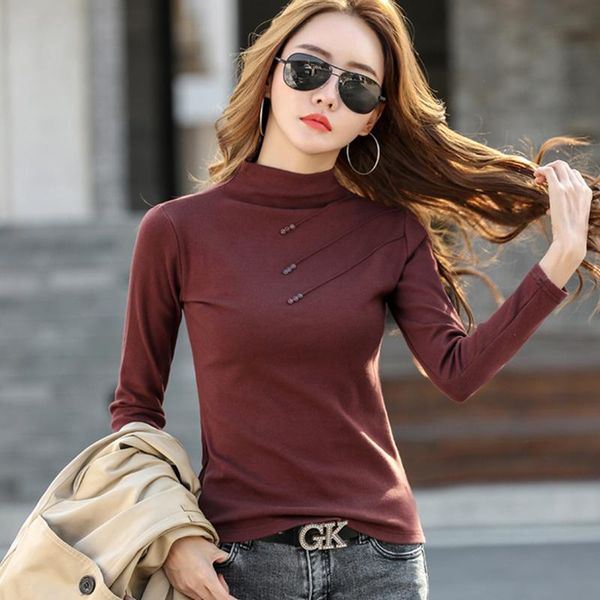women's t-shirt shintimes turtleneck button t shirt women tshirt fashion clothes 2021 autumn long sleeve cotton femme plus size, White
women's t-shirt shintimes turtleneck button t shirt women tshirt fashion clothes 2021 autumn long sleeve cotton femme plus size, White