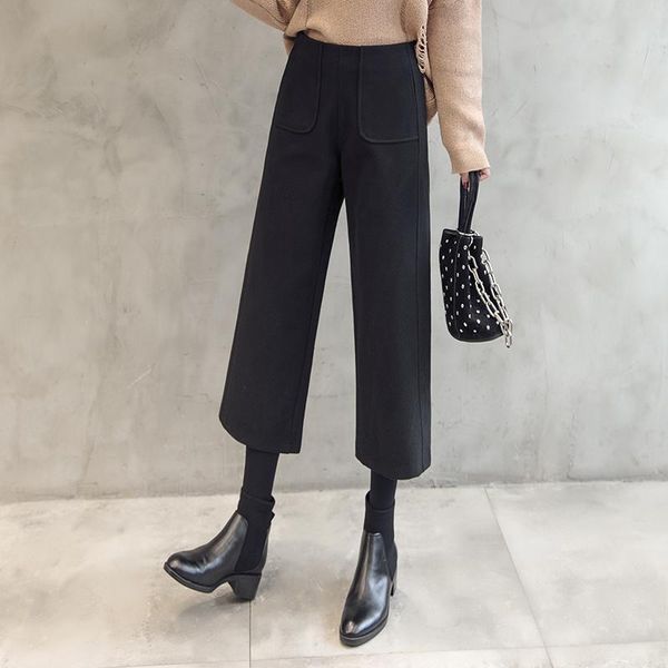 women's pants & capris women wool wide leg pant 2021 autumn winter fashion high waist thick warm loose woolen casual harem trousers off, Black;white
women's pants & capris women wool wide leg pant 2021 autumn winter fashion high waist thick warm loose woolen casual harem trousers off, Black;white