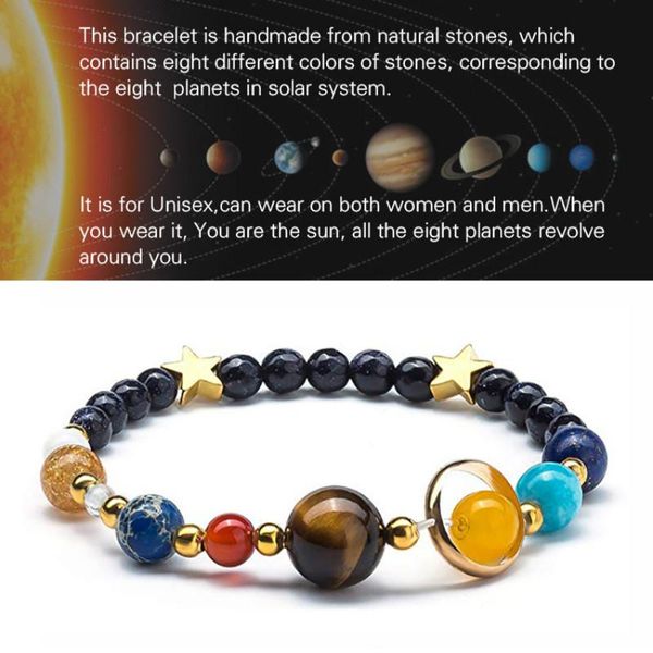 charm bracelets fashion universe galaxy eight planets solar system guardian star natural stone beads bracelet, Golden;silver
charm bracelets fashion universe galaxy eight planets solar system guardian star natural stone beads bracelet, Golden;silver