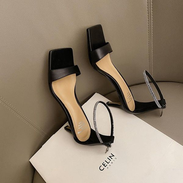 sandals simple style one button high heel 2021 summer fairy women's shoes square head show thin, Black
sandals simple style one button high heel 2021 summer fairy women's shoes square head show thin, Black