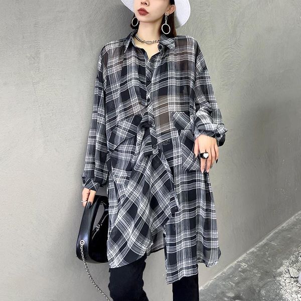 women's blouses & shirts sunscreen plaid shirt women 2021 summer thin turn-down collar long sleeve single-breasted z833, White
women's blouses & shirts sunscreen plaid shirt women 2021 summer thin turn-down collar long sleeve single-breasted z833, White
