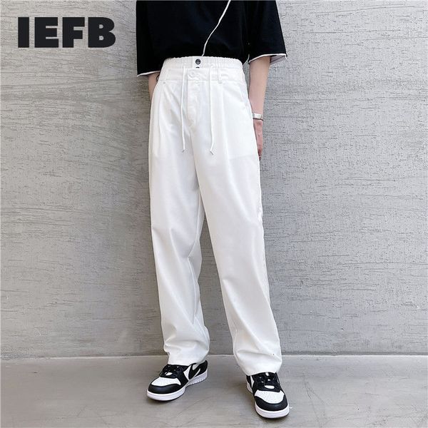 iefb men's straight casual pants niche design double waist patchwork simple loose black white trousers drawstring bottoms 9y7082 210524
iefb men's straight casual pants niche design double waist patchwork simple loose black white trousers drawstring bottoms 9y7082 210524